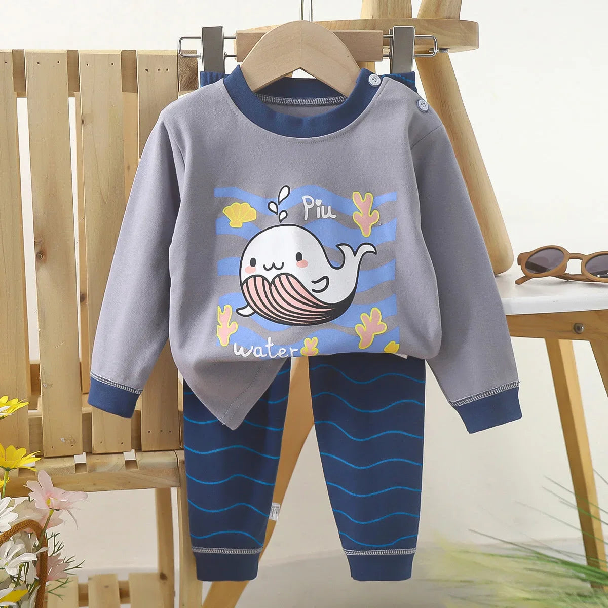 🐻 Cute Bear Pajama Set – Snuggly Autumn Sleepwear for Your Little Cub! 🌙🧒 - ThiGui