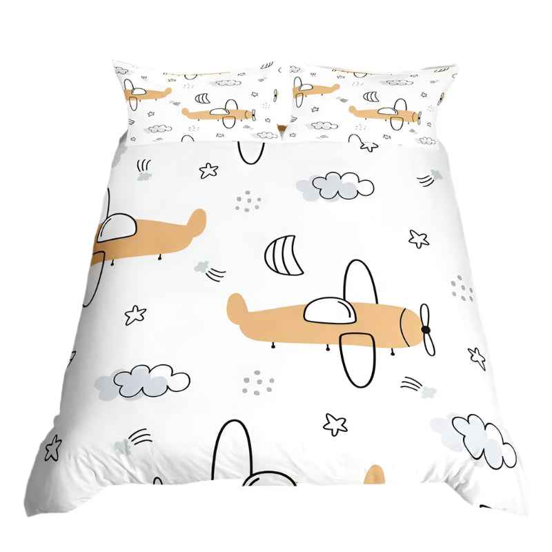 ✈️ Soaring into Sweet Dreams – Cartoon Airplane Bedding Set for Boys - ThiGui
