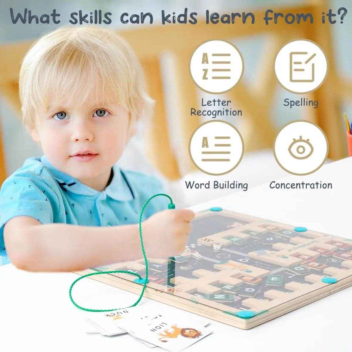 🚗Magnetic Alphabet Maze – A Fun Way to Learn Letters and Park Cars! - ThiGui