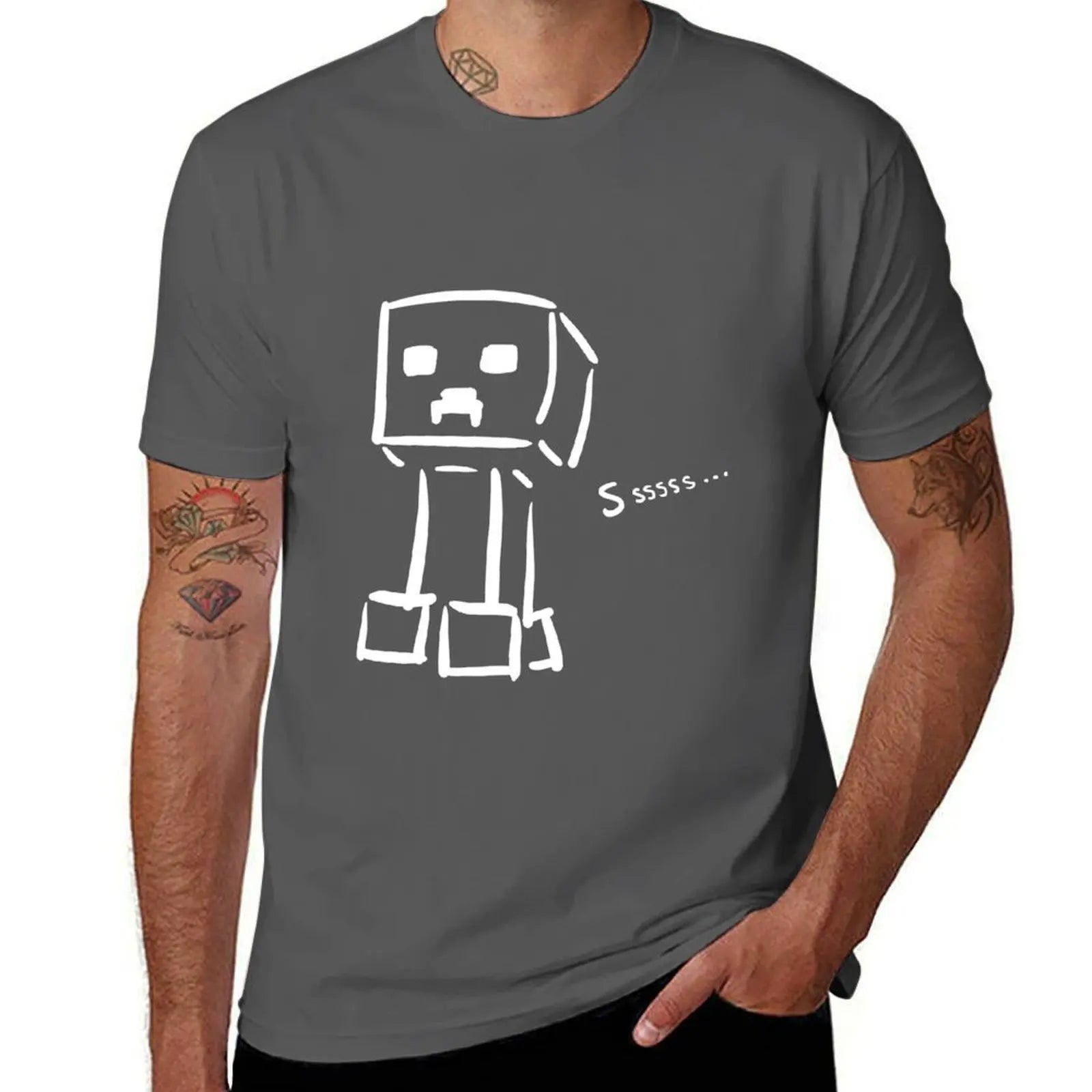 Creeper Sketch Gamer Tee 💚🎮 Soft Cotton Cool for Minecraft Fans - ThiGui
