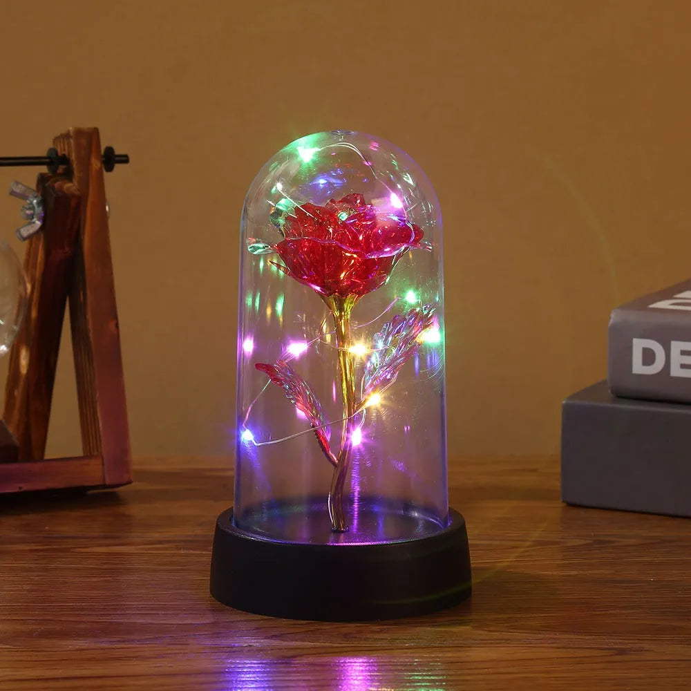 🌹✨ A Magical Glow for Mum’s Heart – Galaxy Rose with Lights in Glass Dome 💖🌌 - ThiGui