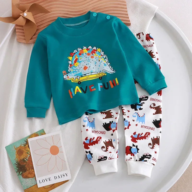 🌙 Cartoon Pajama Set – Soft, Snuggly Sleepwear for Little Dreamers! 🧒🛌 - ThiGui