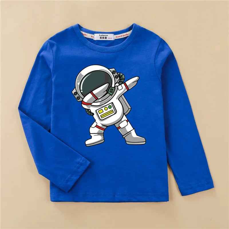 🚀 Out-of-This-World Style! Astronaut Long Sleeve Tee for Boys (3–14Y) 🌌🧒 - ThiGui