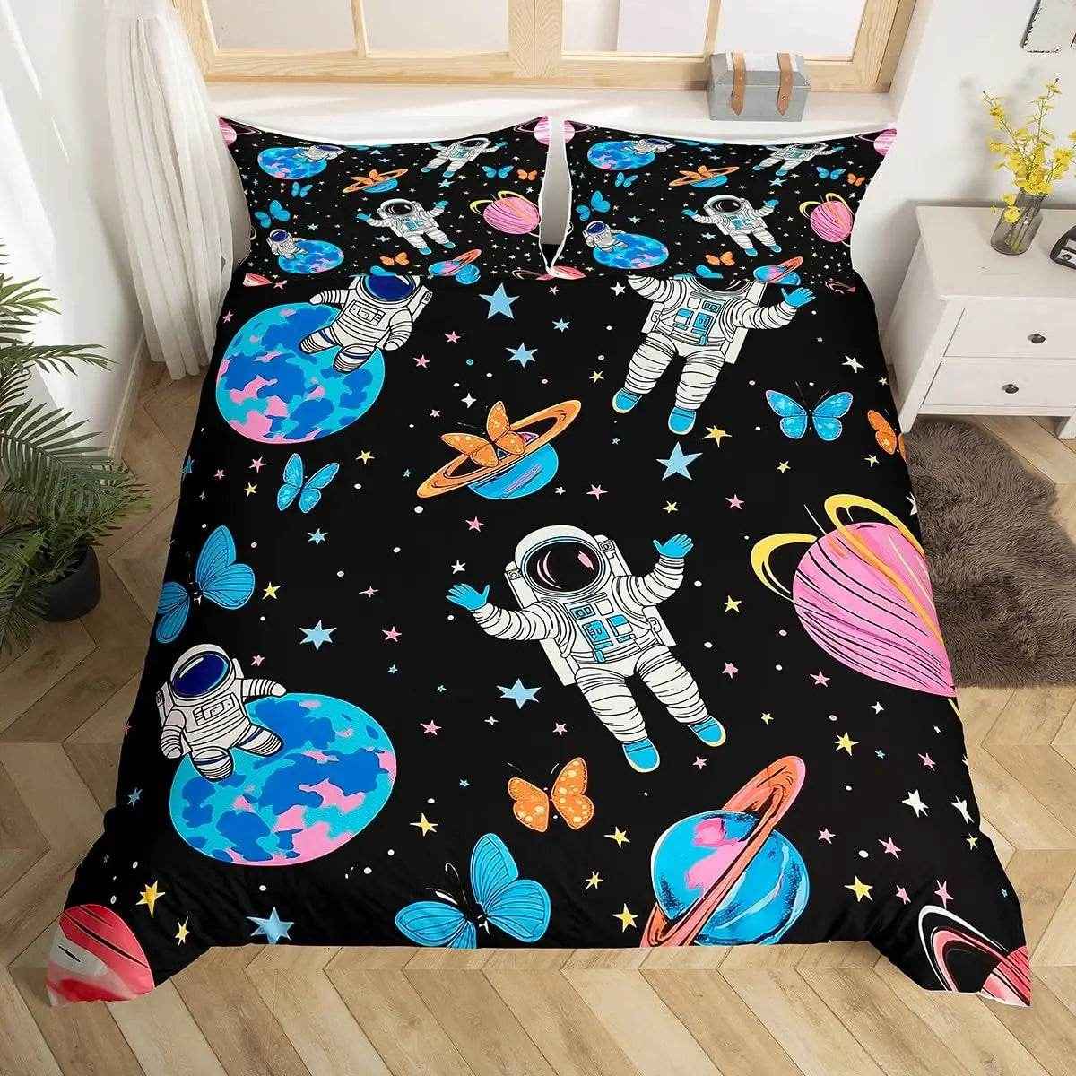 🛸 Cartoon Astronaut Duvet – Soft, Fun & Cozy Bedding for Space-Loving Kids! - ThiGui