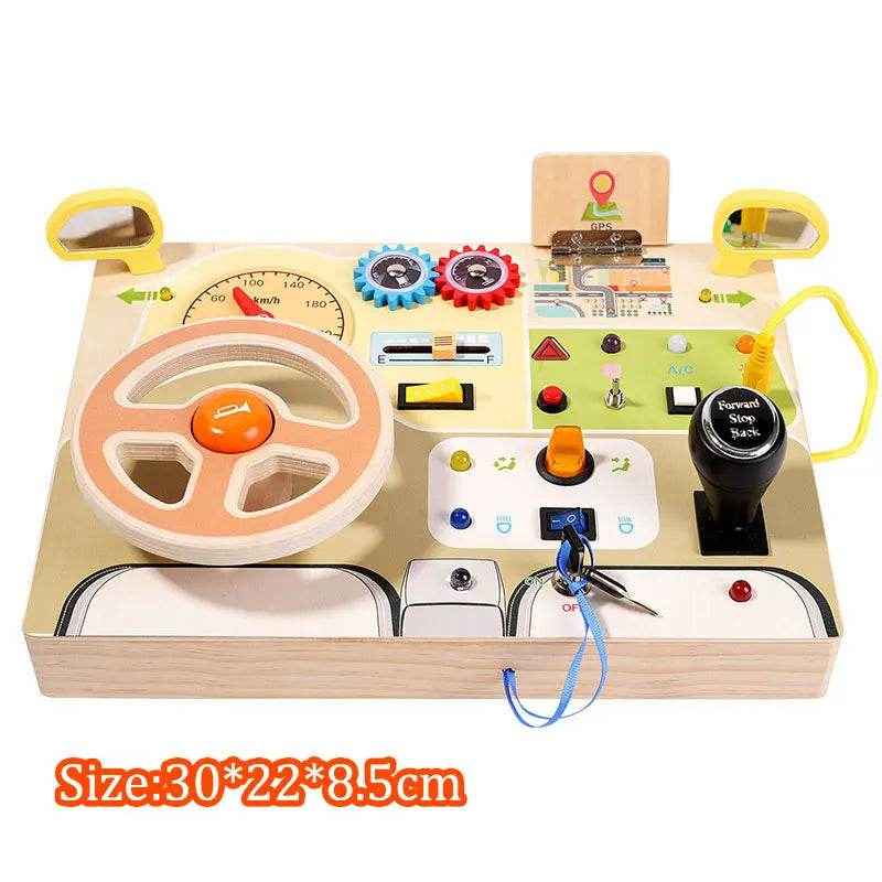 🌳Ultimate Montessori Busy Board – Light-Up Steering Wheel Fun for Curious Little Explorers! - ThiGui