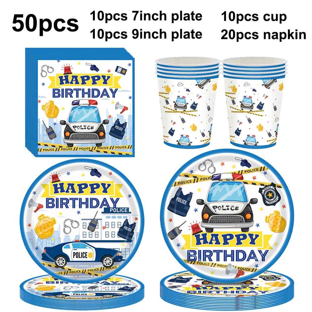 🚓Zoom into Action! Police Car Birthday Balloon Set for Little Heroes Turning 4, 5 or 6! - ThiGui