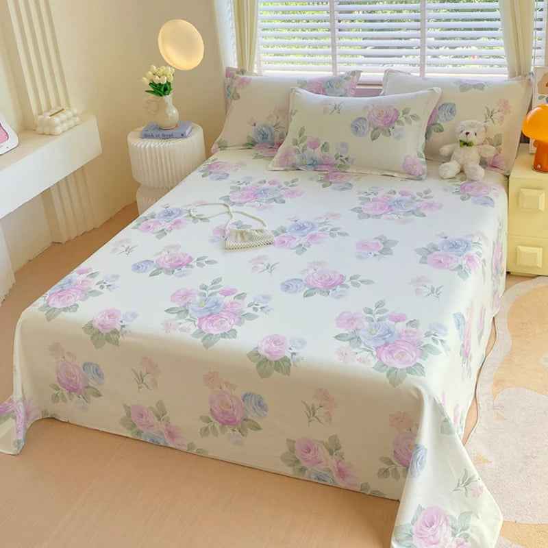 🛏️Fresh Flowers, Sweet Dreams – Soft Cotton Bed Sheet for Kids 🌸 - ThiGui