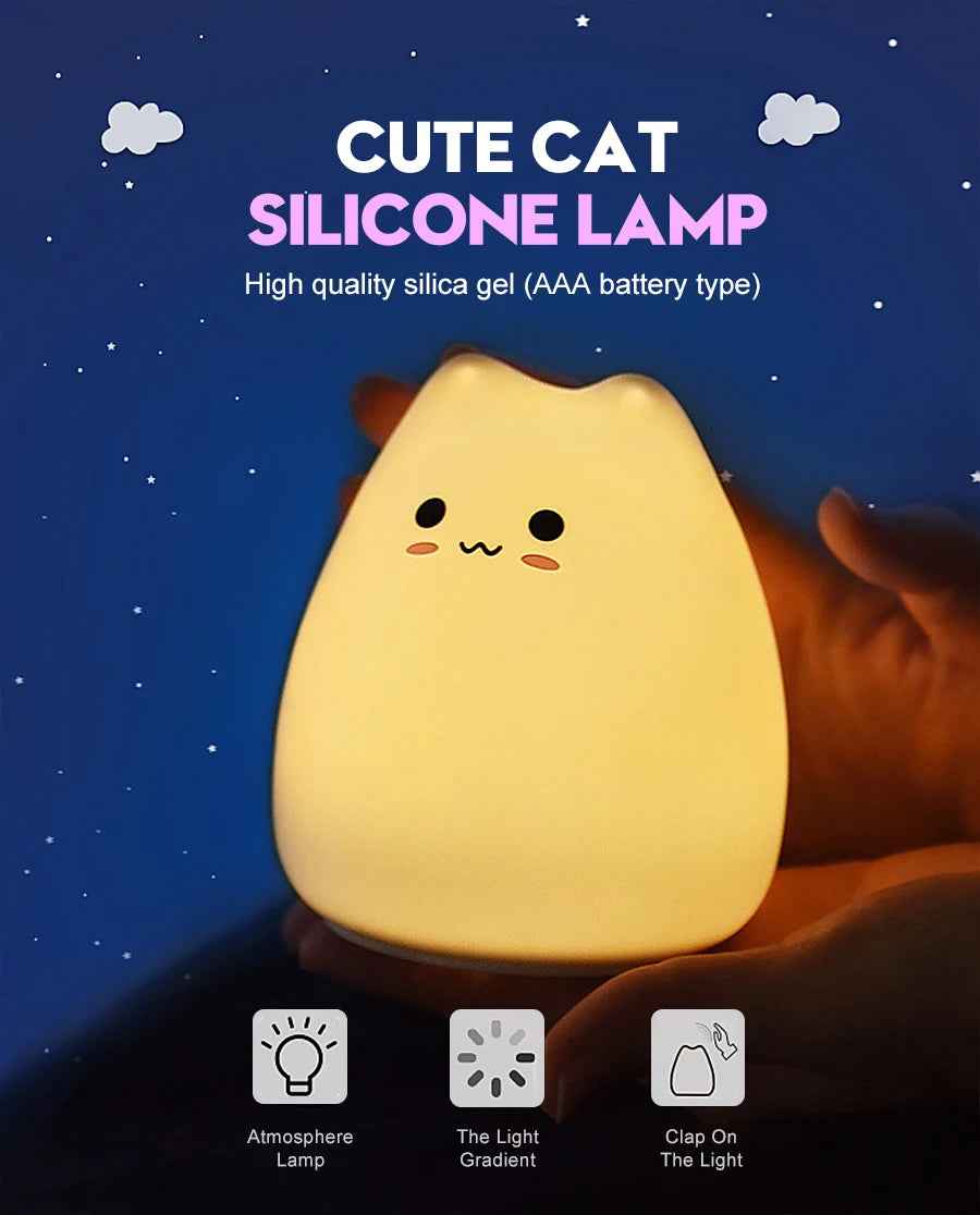 🧸Soft Silicone Cat Night Light for Boys Who Sleep Better with a Little Glow - ThiGui
