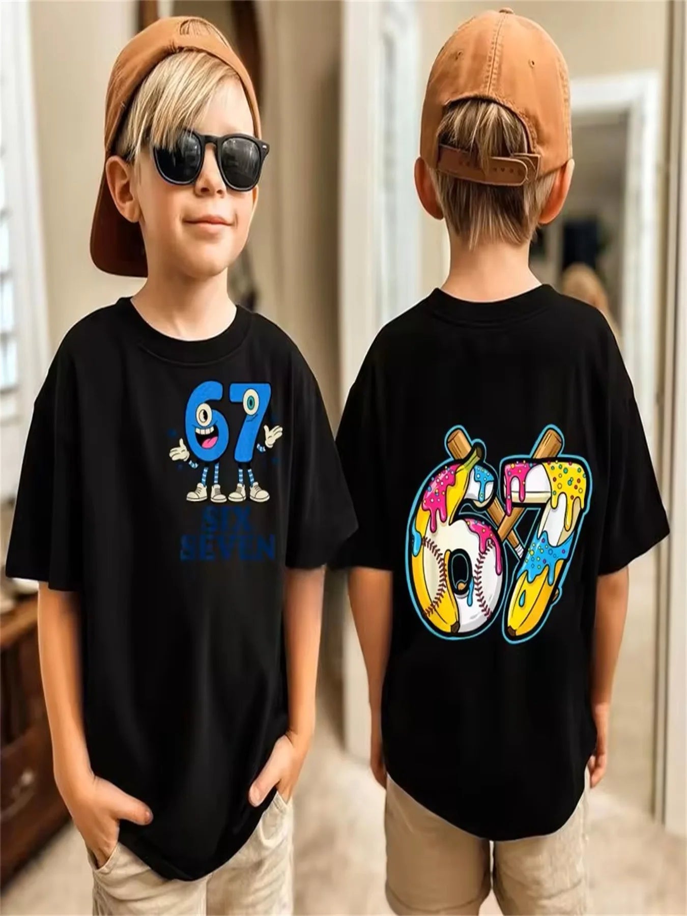 67 Meme Kids Tee 😎🔥 Loose Fit Summer Streetwear Fun - ThiGui