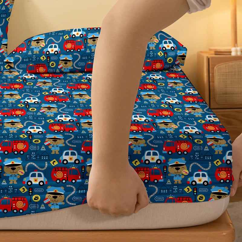 🚑Zoom Off to Bed! Adorable First Aid Car Fitted Sheet for Little Heroes - ThiGui