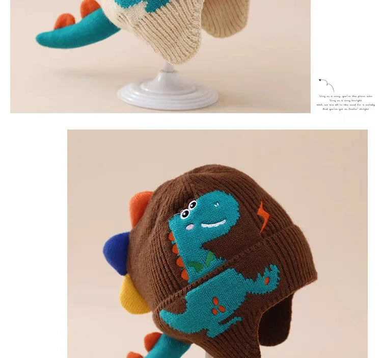 🧢🦕 3D Dino Earmuff Hat – Cozy, Cute & Roarsome for Winter Days! ❄️👶 - ThiGui