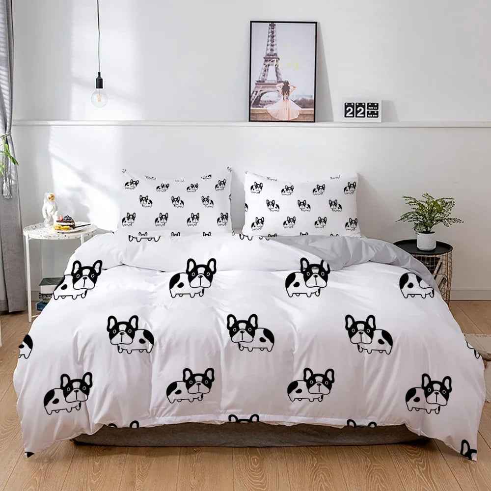 🐾Snuggle Up with a Frenchie! Adorable Bulldog Bedding Set for Little Dreamers 🐾 - ThiGui