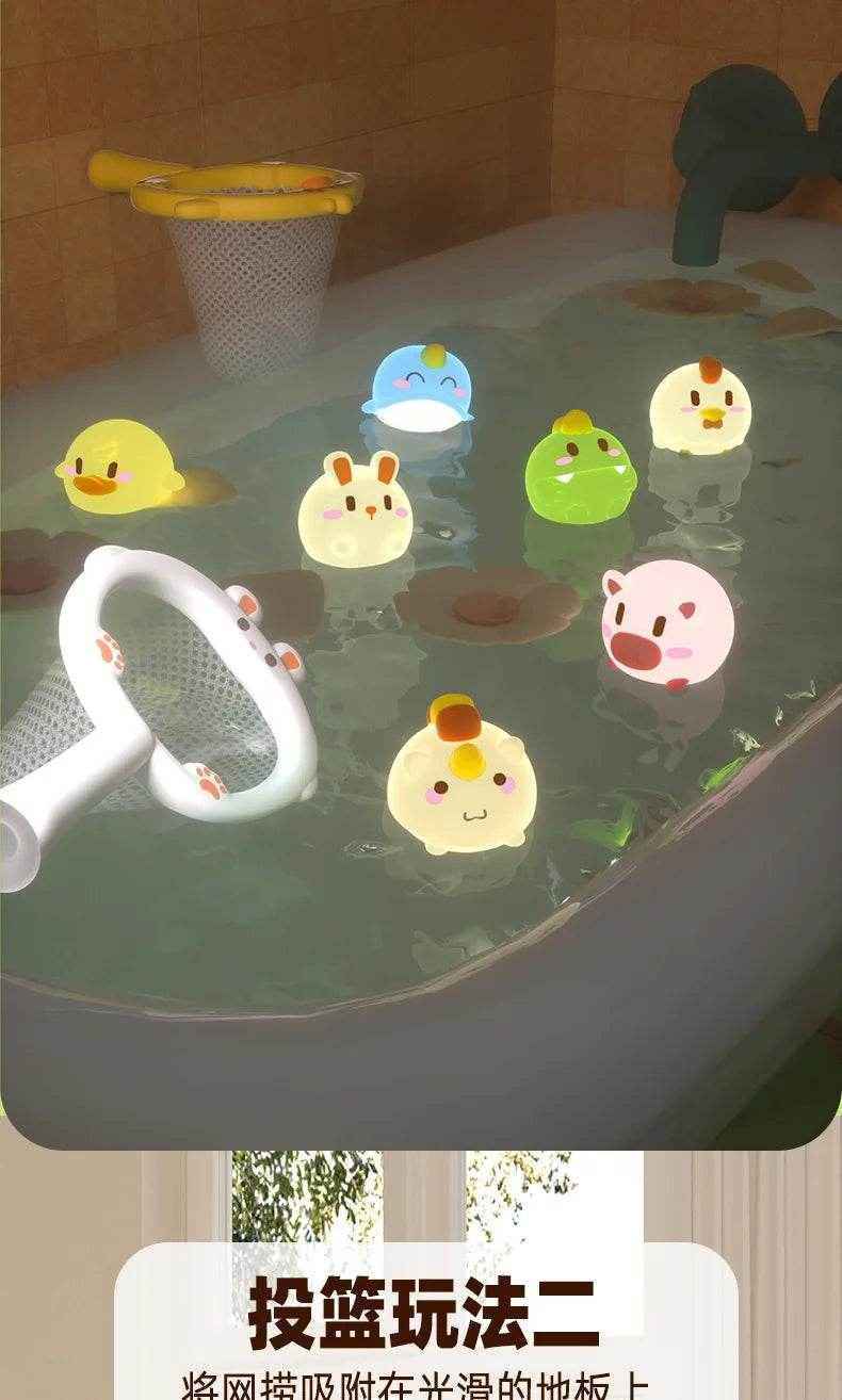🐳LED Light Up Toys Baby Cute Animals Bath Toy Swimming Water Soft Rubber Float Induction Luminous Duck for Kids Play Funny Gifts - ThiGui