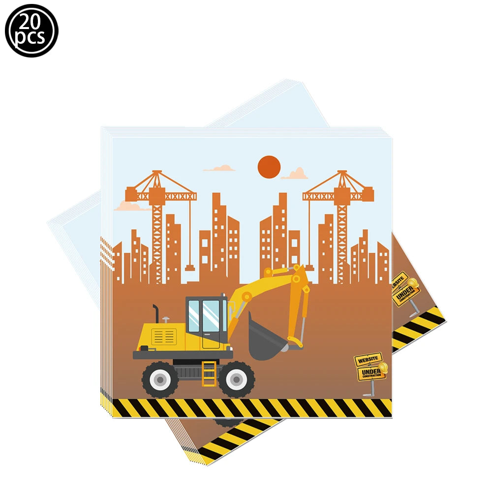 🚧 Party Zone Activated! Construction-Themed Tableware Set for Boys Who Dig Trucks 🛠️🎉 - ThiGui