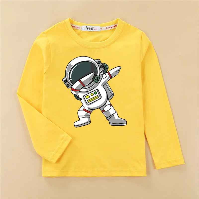 🚀 Out-of-This-World Style! Astronaut Long Sleeve Tee for Boys (3–14Y) 🌌🧒 - ThiGui