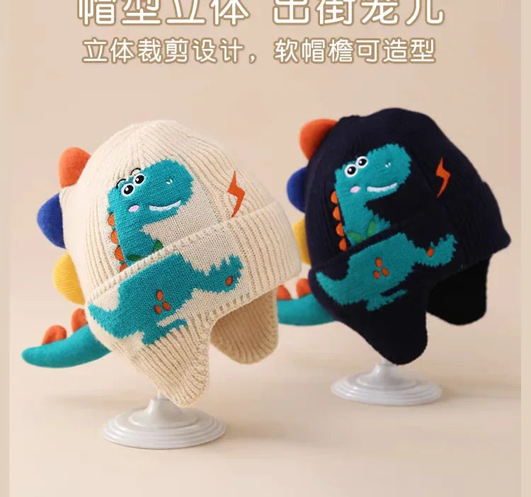 🧢🦕 3D Dino Earmuff Hat – Cozy, Cute & Roarsome for Winter Days! ❄️👶 - ThiGui