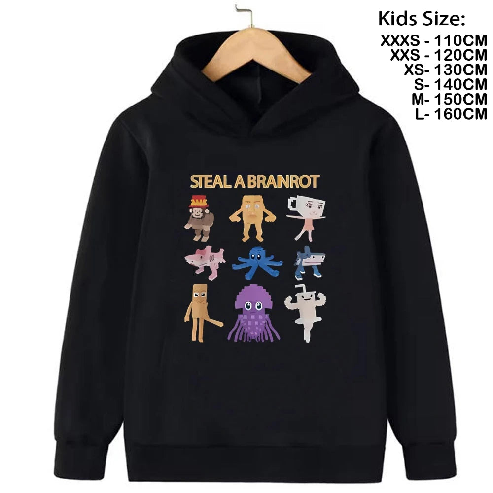 67 Six Seven Steal A BrainRot Kids Hoodie 🧥🔥 Trendy Cartoon Sweatshirt - ThiGui