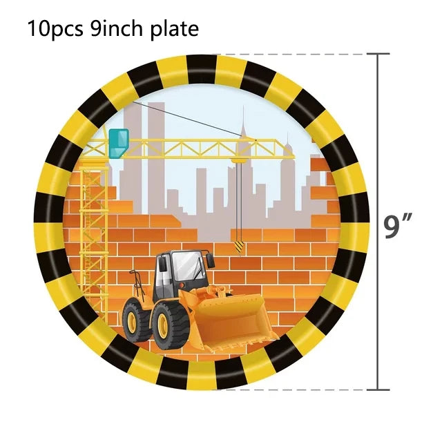 🚧 Party Zone Activated! Construction-Themed Tableware Set for Boys Who Dig Trucks 🛠️🎉 - ThiGui