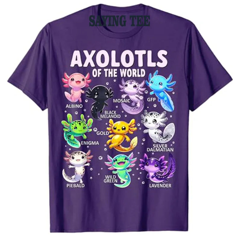 🌈 So Cute It Gills Me! Axolotls of the World T-Shirt for Little Animal Lovers 🐟💕 - ThiGui