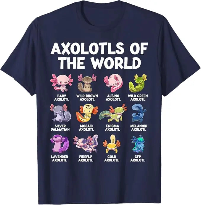 🌈 So Cute It Gills Me! Axolotls of the World T-Shirt for Little Animal Lovers 🐟💕 - ThiGui