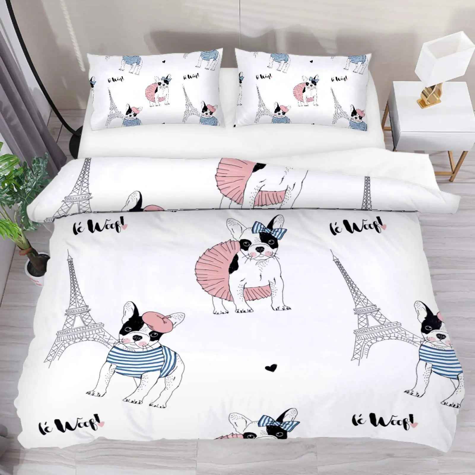 🐾Snuggle Up with a Frenchie! Adorable Bulldog Bedding Set for Little Dreamers 🐾 - ThiGui