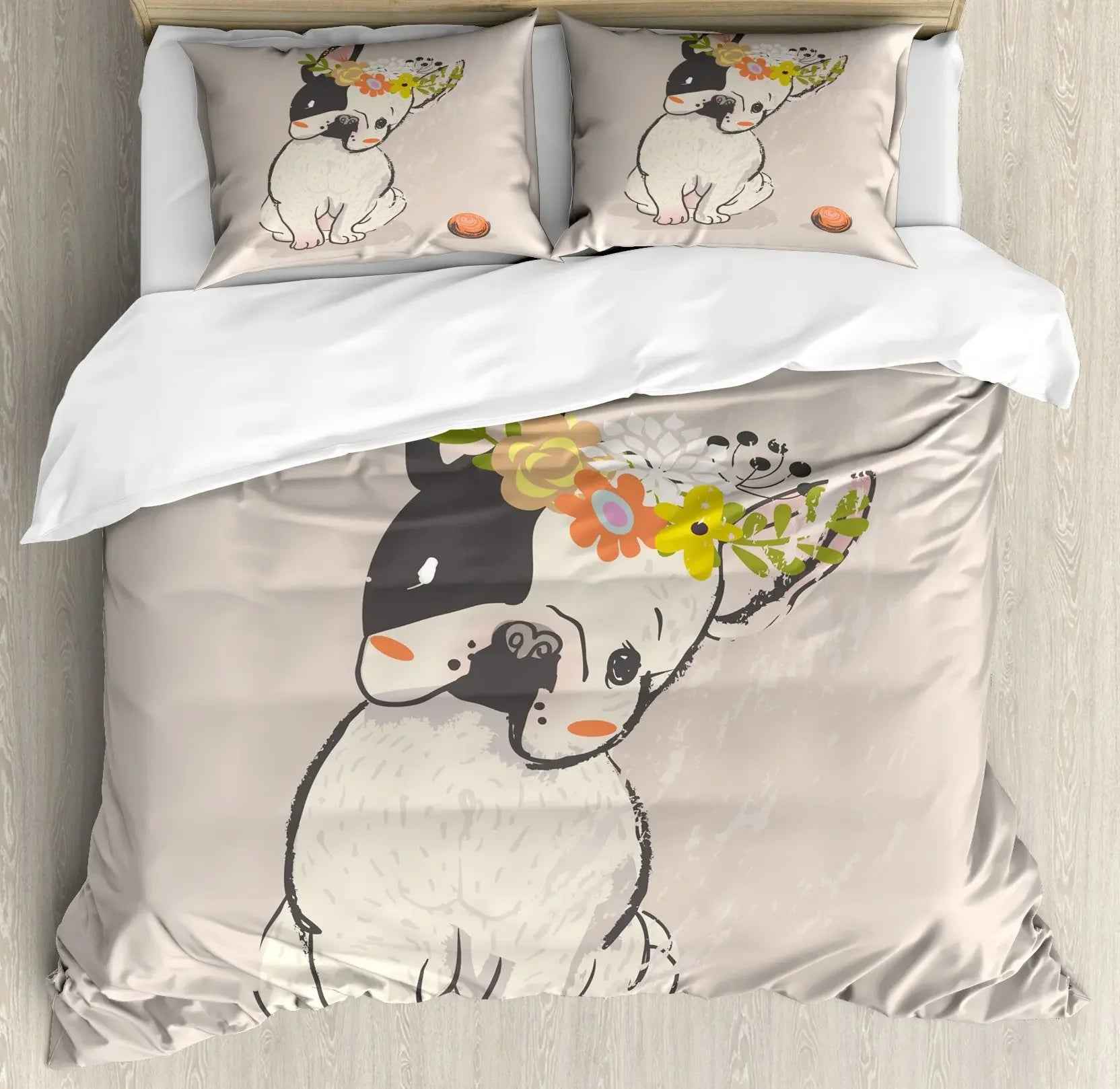 🐾Snuggle Up with a Frenchie! Adorable Bulldog Bedding Set for Little Dreamers 🐾 - ThiGui
