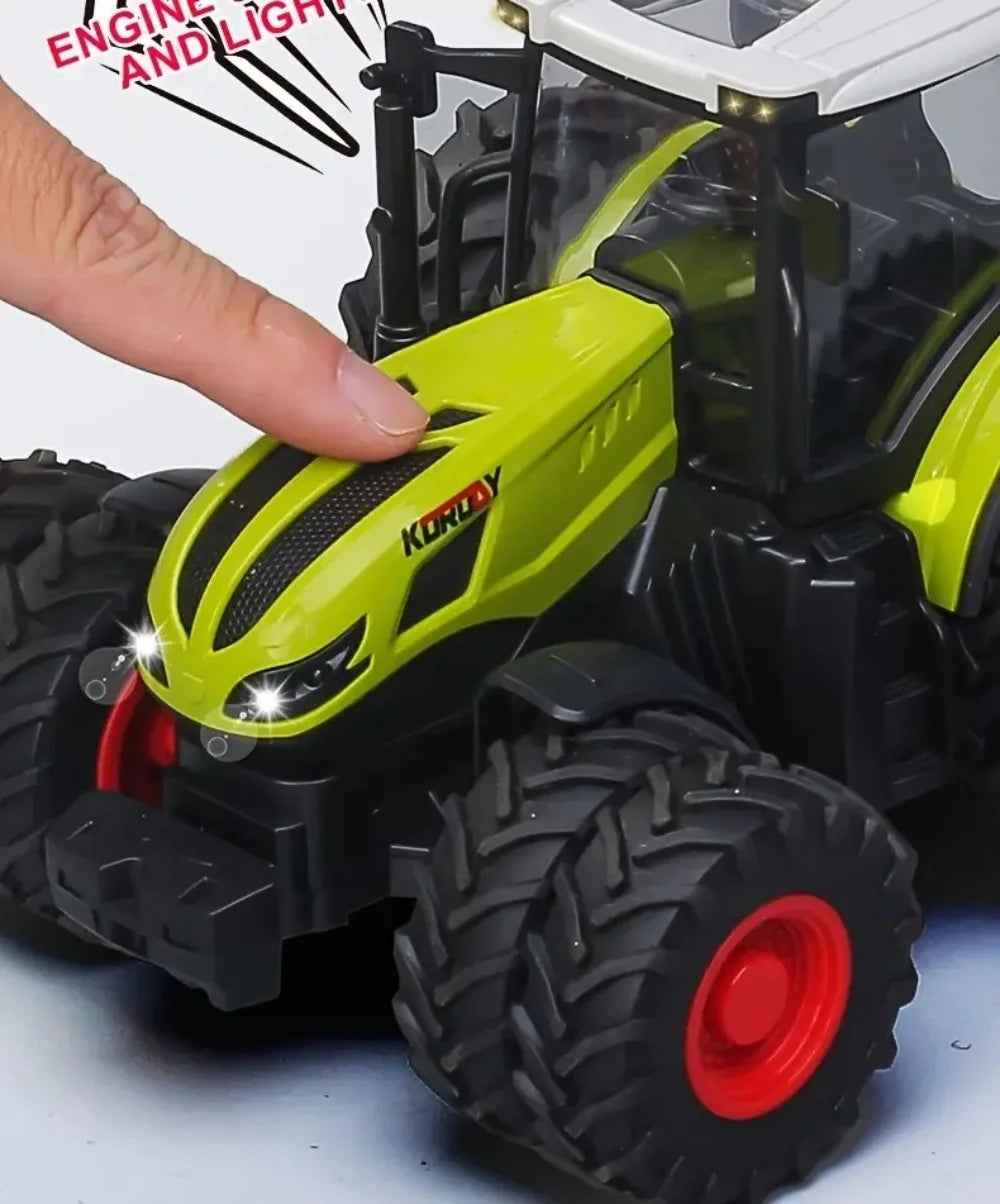 🚜 Big Wheels, Bright Lights – Farm Tractor Toy with Sounds & Trailer Fun! 🎶🌾 - ThiGui