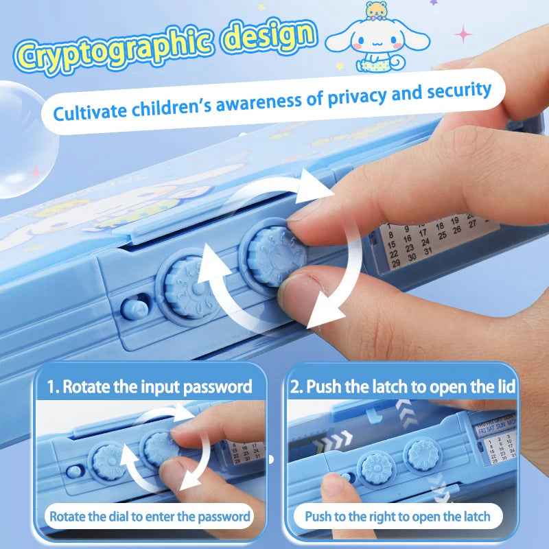 🎒Cinnamoroll Magic: Large Lockable Pencil Case for Kids – Cute, Secure & Super Spacious - ThiGui