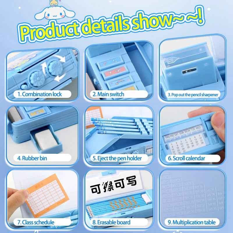 🎒Cinnamoroll Magic: Large Lockable Pencil Case for Kids – Cute, Secure & Super Spacious - ThiGui