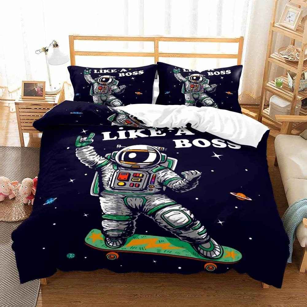 🛸 3D Space Dreams Duvet – Astronaut Bedding for Little Galaxy Explorers! - ThiGui