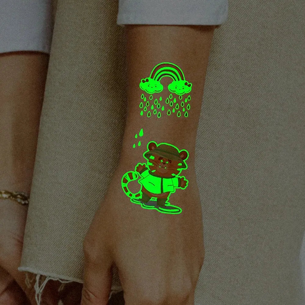 🌟 Glow-Up Tattoos – 10 Fun Flash Tattoo Stickers That Shine in the Dark! 🦖🧜✨ - ThiGui