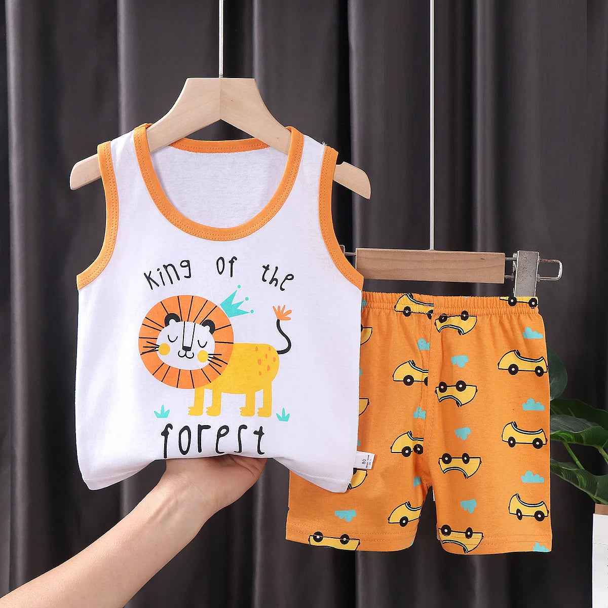 Cool & Comfy! 2-Piece Cotton Vest & Shorts Set for Active Little Boys - ThiGui