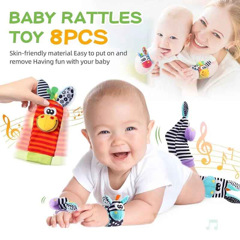 🐾 Baby’s First Discovery Set 👶 – Foot Finder Socks & Wrist Rattles for Sensory Fun! - ThiGui