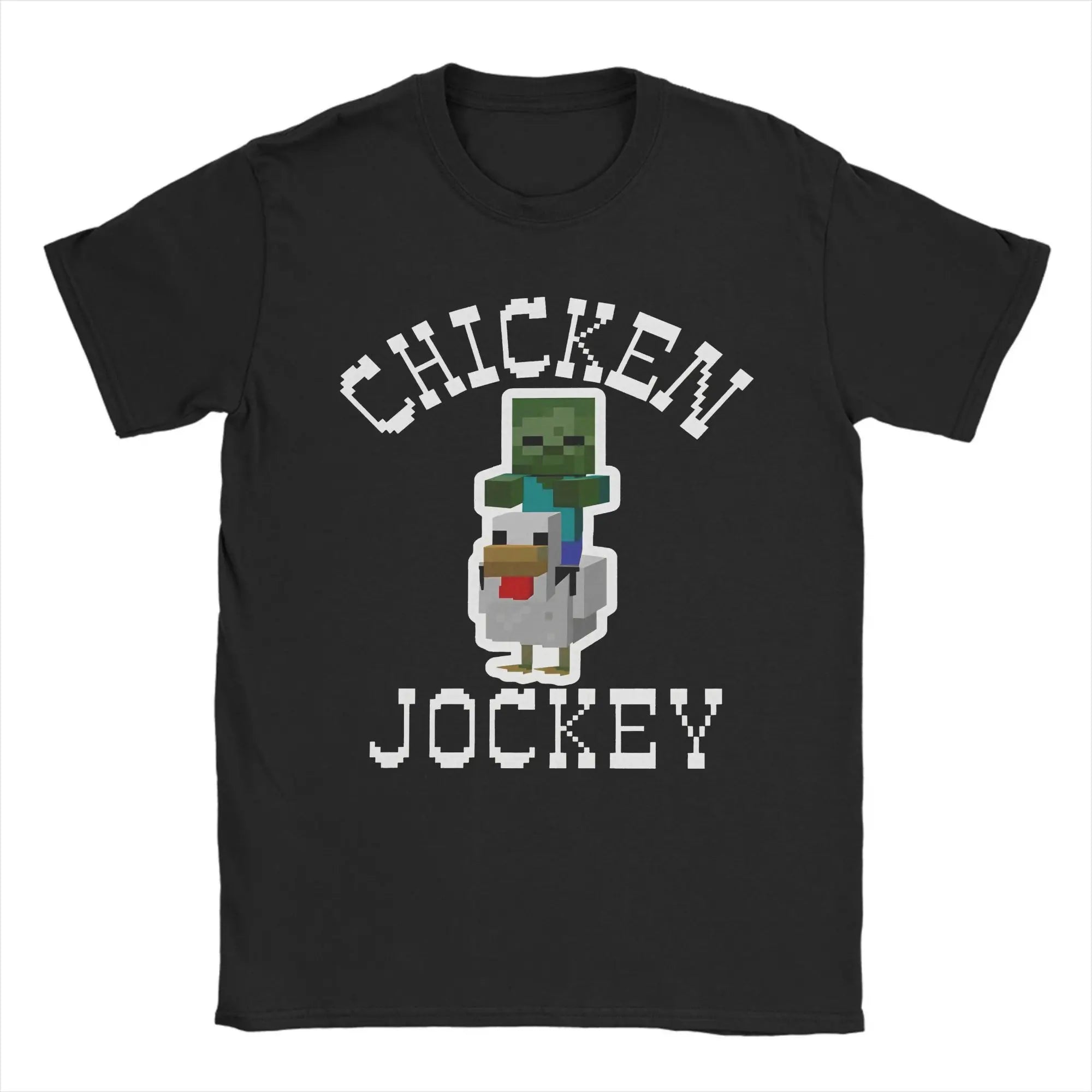 Chicken Jockey Pixel Zombie Tee 🧟‍♂️🐔 100% Cotton Gamer Fun - ThiGui