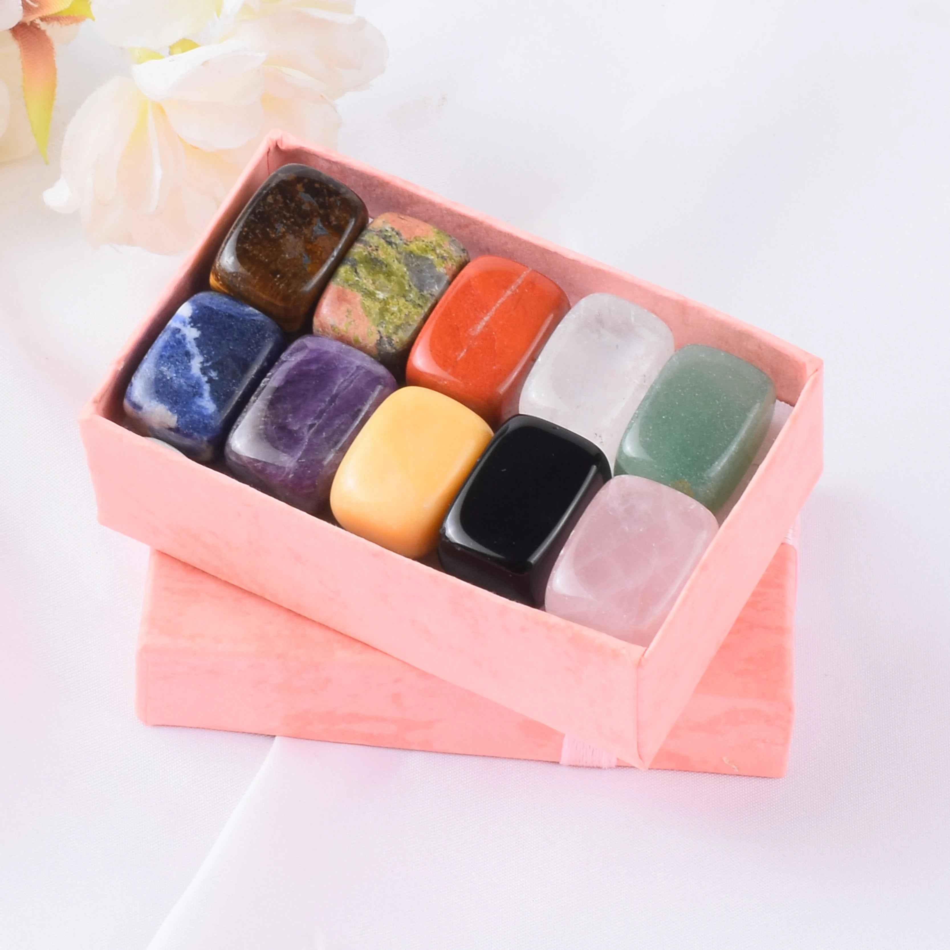 ⚡Magical Chakra Stones Set – 10 Natural Tumbled Gems for Calm, Confidence & Adventure - ThiGui