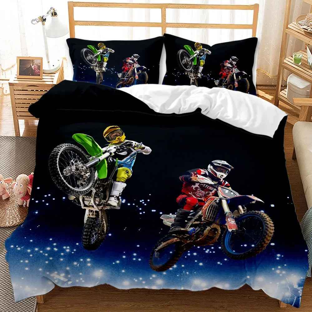 🏍️ Zoom into Dreamland – Dirt Bike Bedding for Little Adventurers - ThiGui