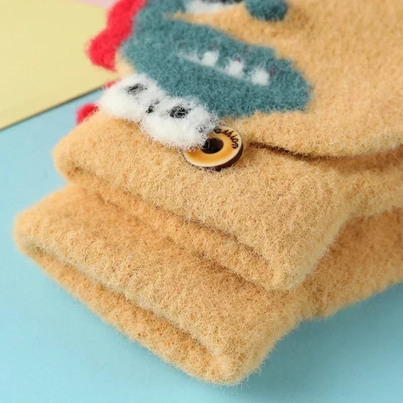 🦕 Dino Flip Gloves – Warm, Fun & Finger-Free for Little Writers! ❄️✋ - ThiGui