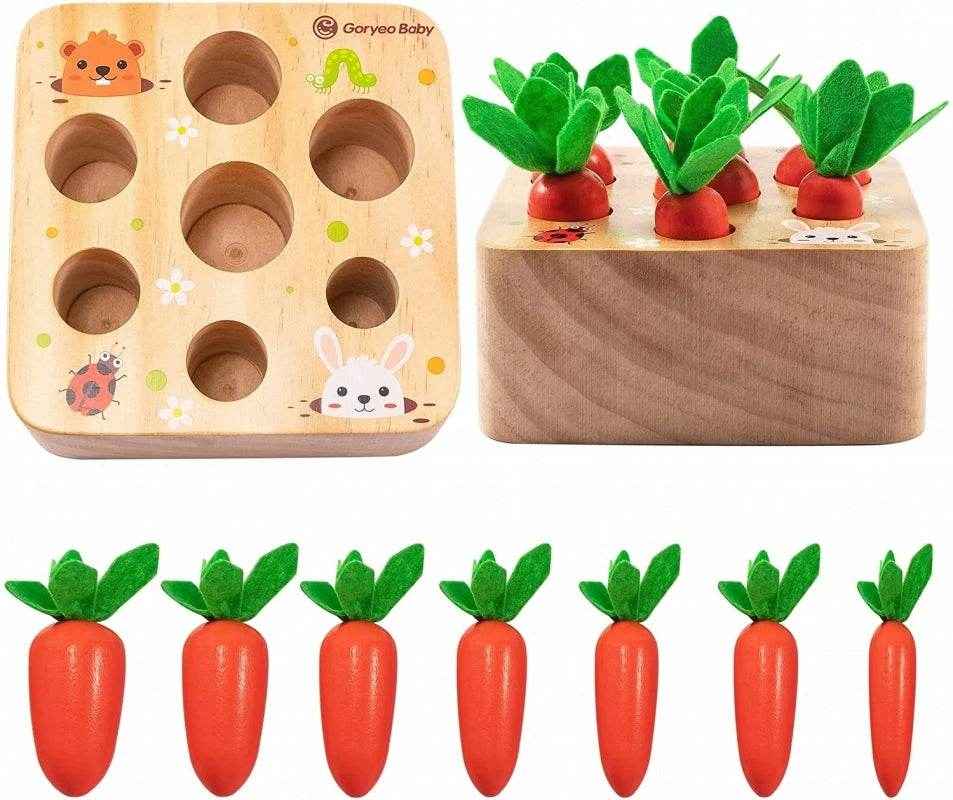 🌳Little Hands Harvest – Wooden Carrot Game for Smart Sorting & Sensory Fun - ThiGui