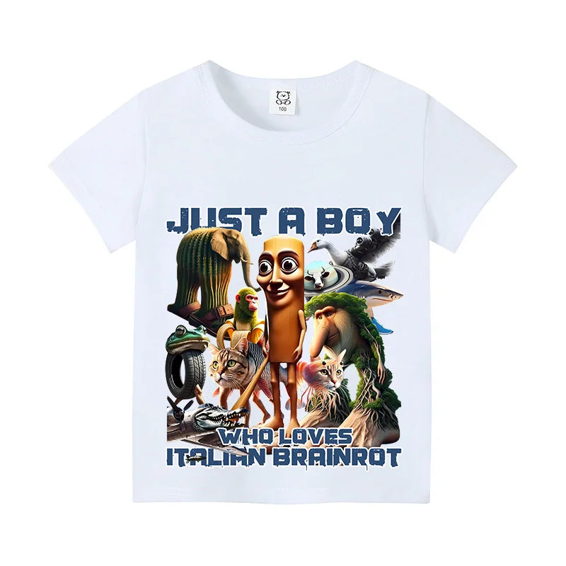 Tung Tung Shark Kids Tee 🦈😄 100% Cotton Brainrot Fun - ThiGui