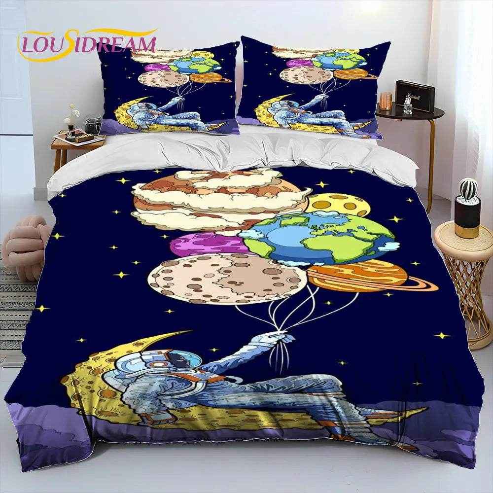 🚀Blast Off to Dreamland! Space-Themed Bedding Set for Future Astronauts - ThiGui