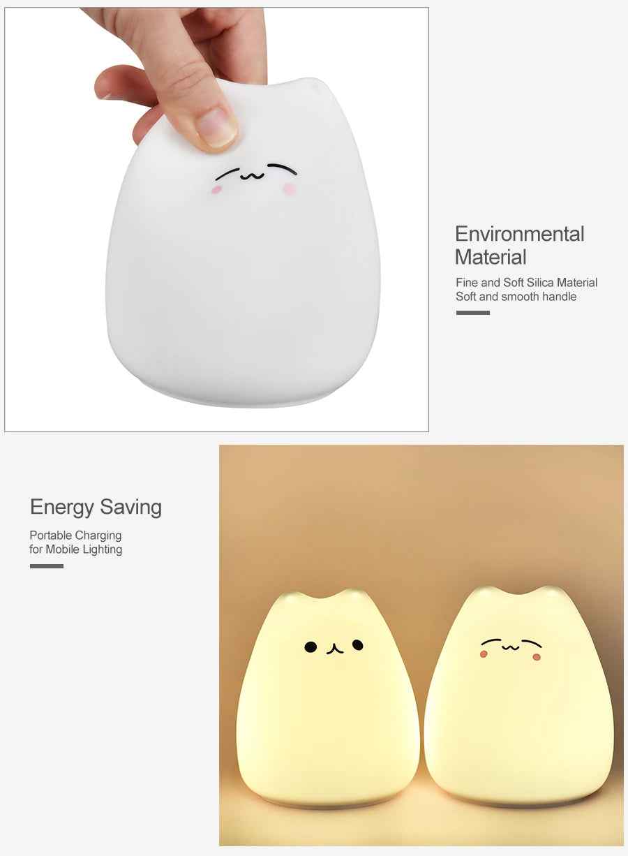 🧸Soft Silicone Cat Night Light for Boys Who Sleep Better with a Little Glow - ThiGui