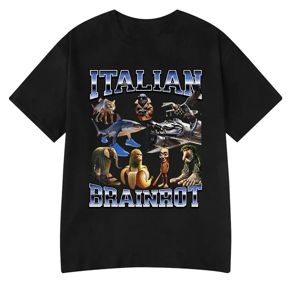 Italian Brainrot Meme Tee 😂🔥 Tralalero Tralala Cotton Y2K T-Shirt - ThiGui