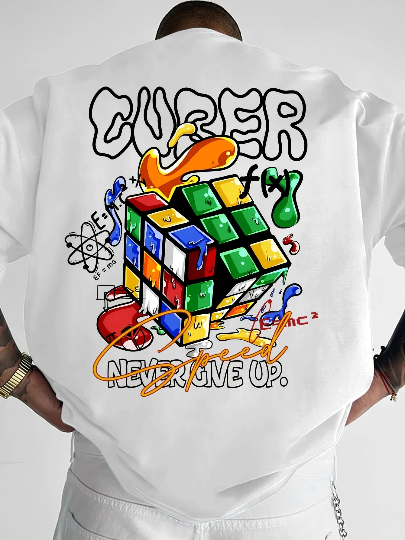 Graffiti Cube Pattern Tee 🎨🔥 Loose Fit Summer Streetwear T-Shirt - ThiGui
