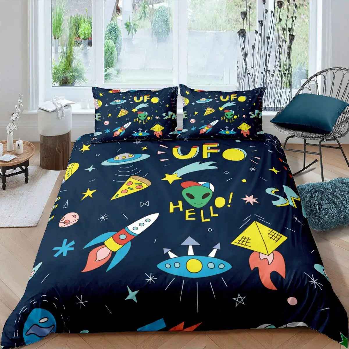 🚀Up, Up, and Asleep! Adorable Astronaut Bedding Set for Little Space Explorers - ThiGui