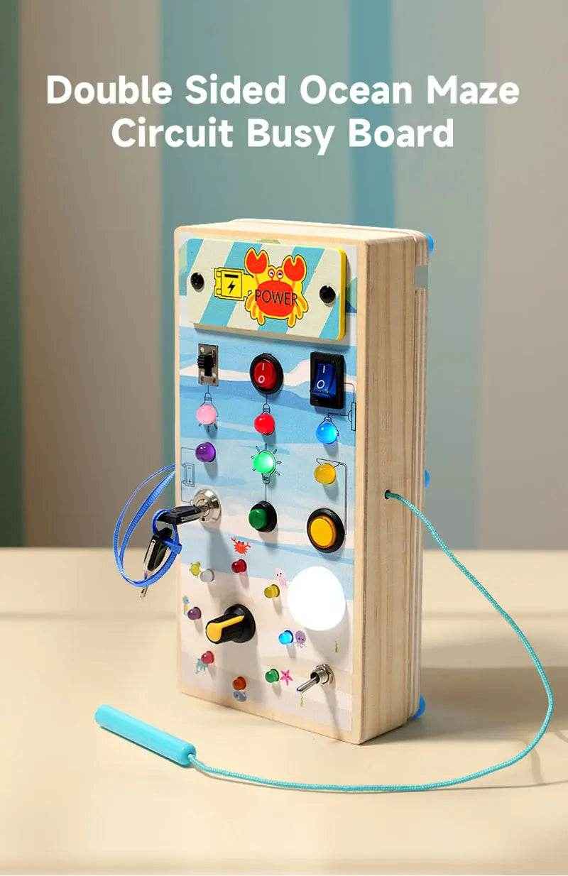 🌳Ultimate Montessori Busy Board – Light-Up Steering Wheel Fun for Curious Little Explorers! - ThiGui