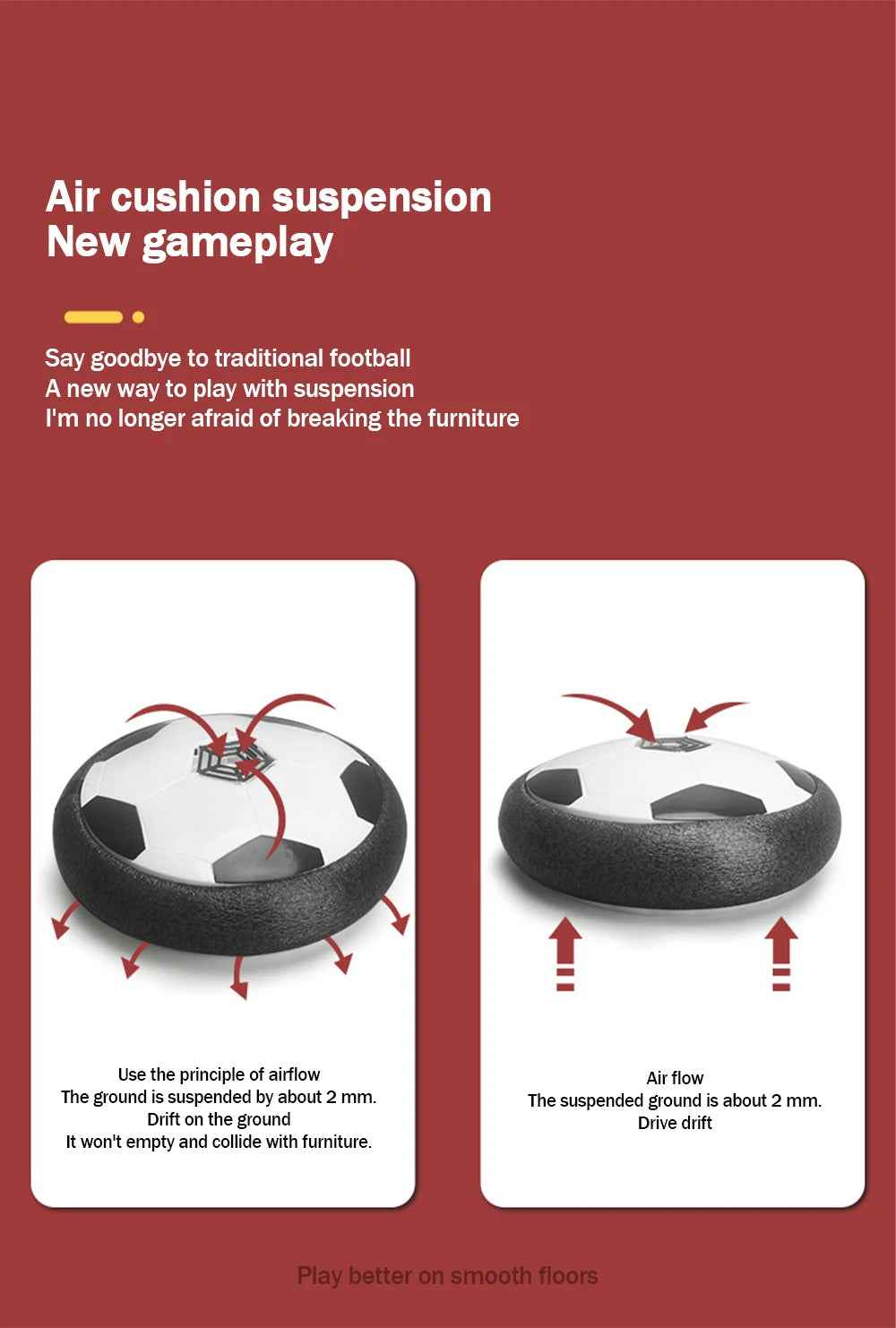 ⚽Indoor Hover Soccer Ball for Boys with Lights and Air Cushion for Active Play Anywhere - ThiGui