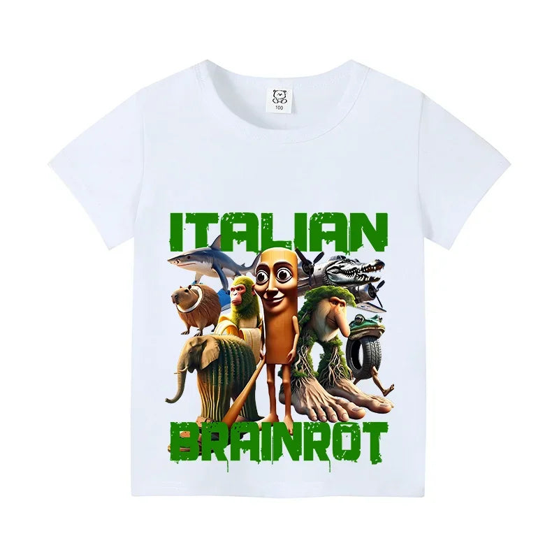 Tung Tung Shark Kids Tee 🦈😄 100% Cotton Brainrot Fun - ThiGui