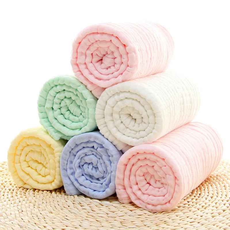 🧼 Everyday Heroes! 💖 5x Muslin Baby Washcloths – Soft, Handy & Gentle for Face, Bath & Feeding Time 🍼 - ThiGui