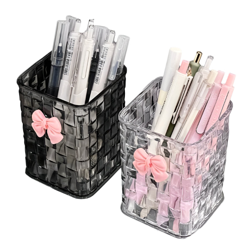 🎀📚 Tidy, Chic & Thoughtful – Clear Acrylic Pen Holder with Bow for Teacher Appreciation 💼✨ - ThiGui