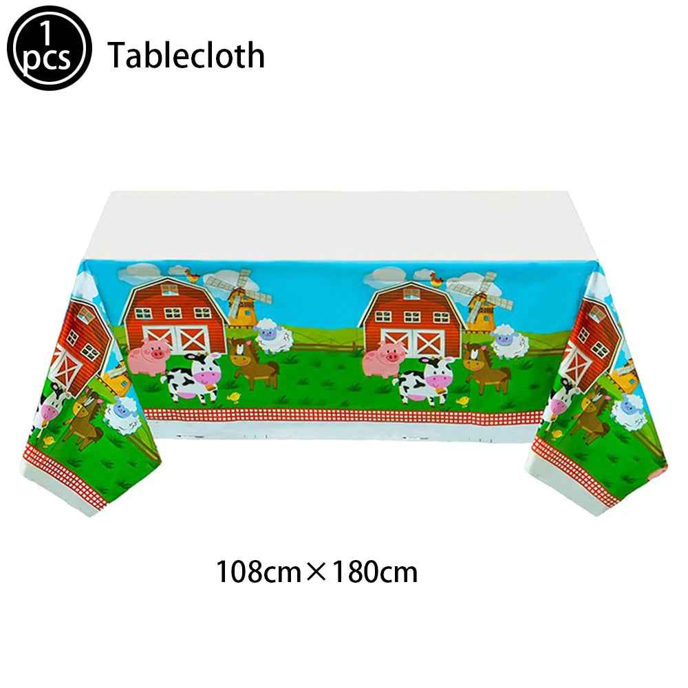 🐷Oink, Moo, Baa – Adorable Farm Animals Tablecloth for a Barnyard Bash! 🐮🐑 - ThiGui